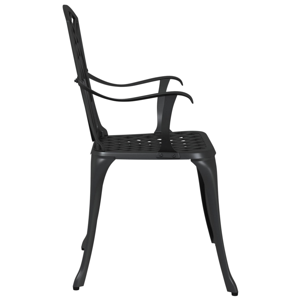 Sedia da giardino  2 pz Nero in alluminio pressofuso