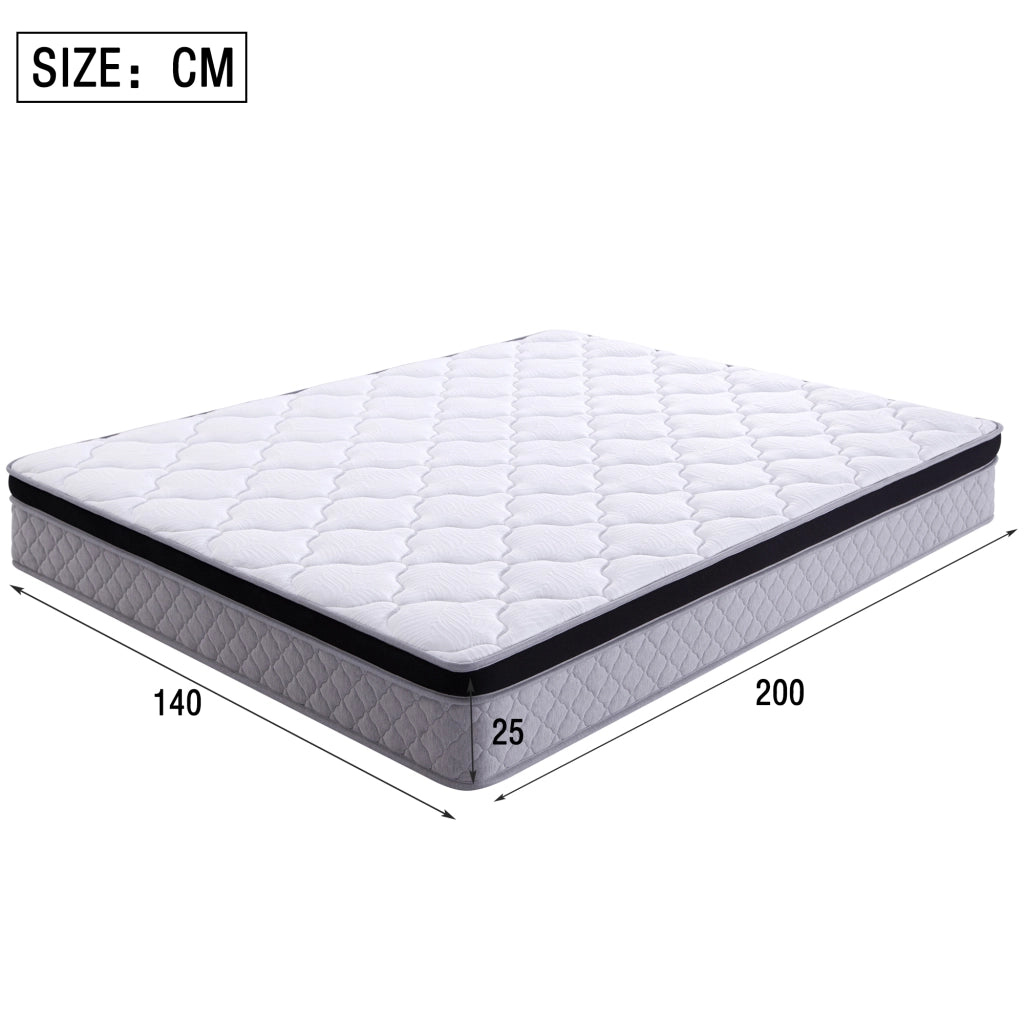 Materasso a molle insacchettate 140 × 200 cm ergonomico, 25 cm, bianco