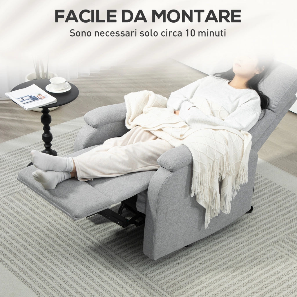 Poltrona Reclinabile con Poggiapiedi ¨C Zephmum ¨C Tessuto Grigio