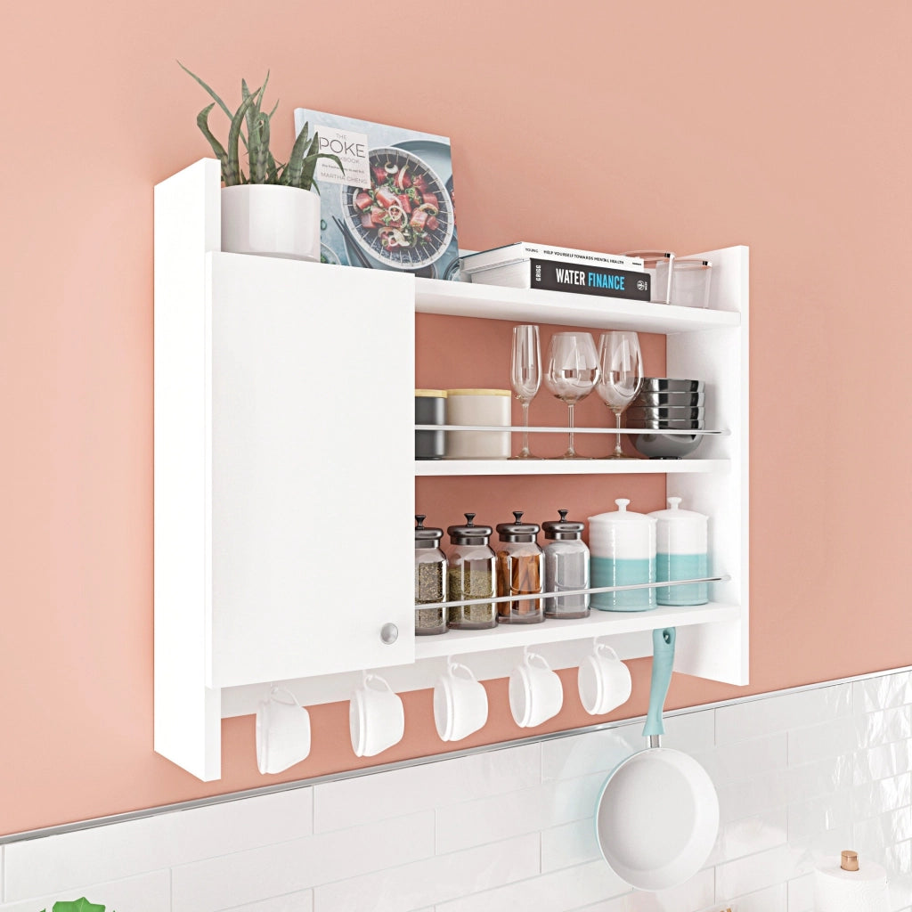Scaffale da cucina in legno "Knerr" - 85 x 13 x 65 cm - Bianco