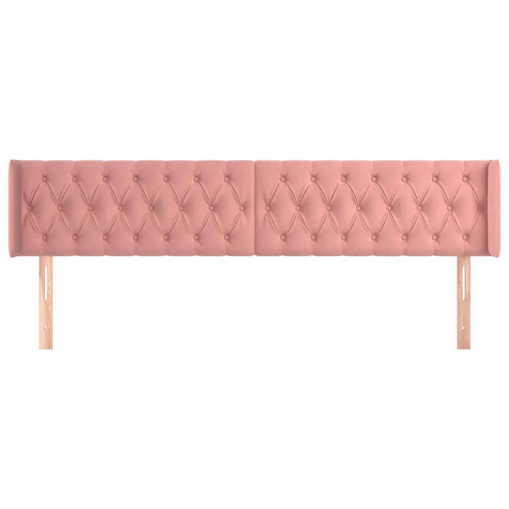Testiera | Testata ad Orecchio Rosa 183x16x78/88 cm in Velluto