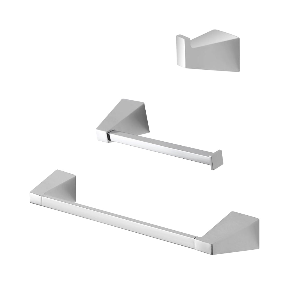 Set con appendino, porta rotolo e porta salviette a muro cromo Giza