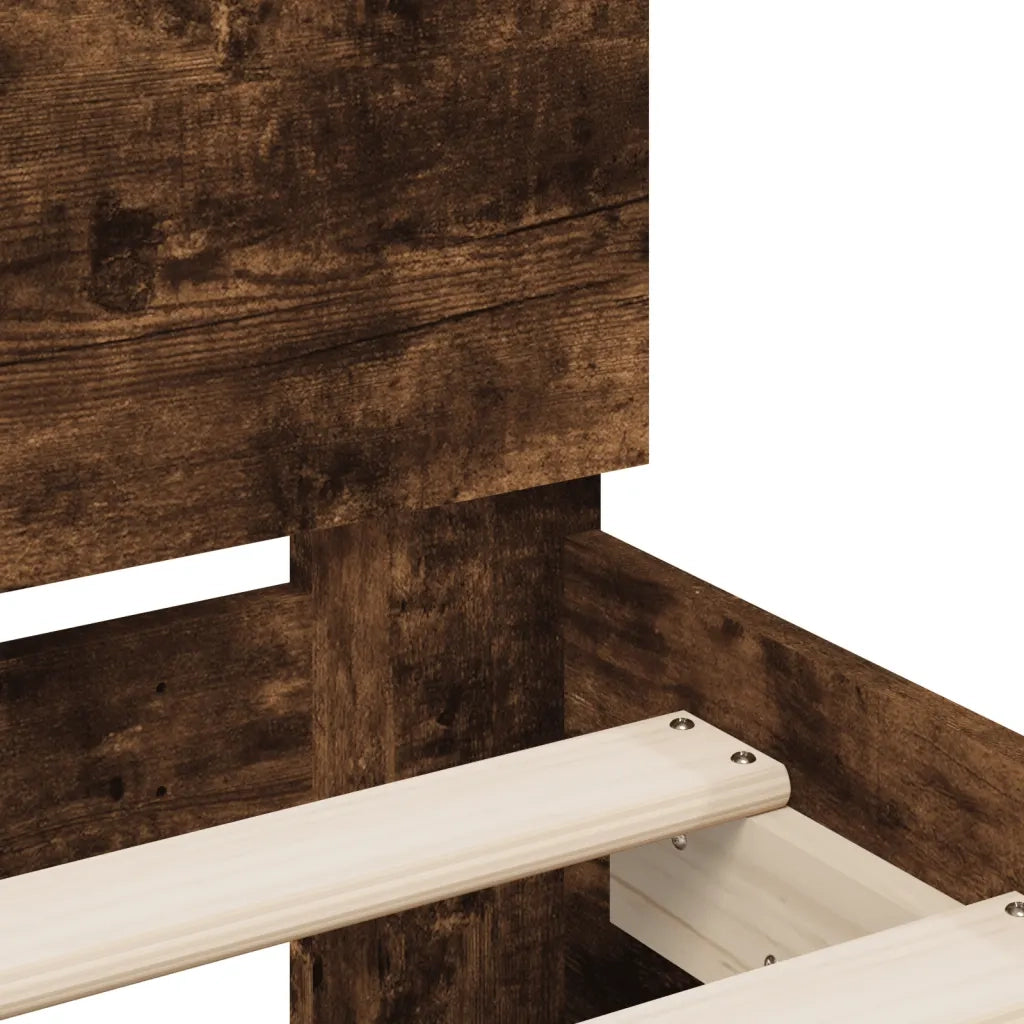 Giroletto con Testiera-Struttura Letto con testiera Rovere Fumo 140x190 cm Legno Multistrato