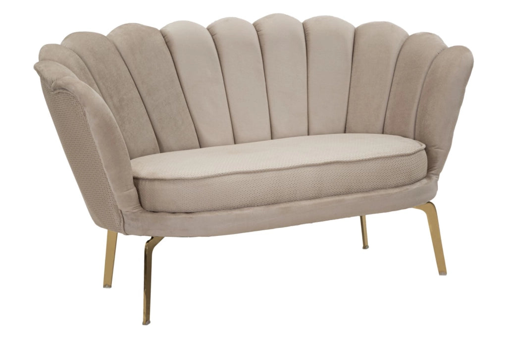 Divano in tessuto crema e metallo dorato 136x76x78cm Vienna Plus