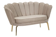 Divano in tessuto crema e metallo dorato 136x76x78cm Vienna Plus