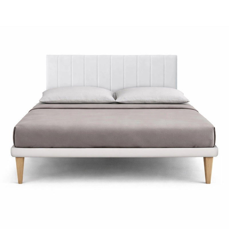 Letto imbottito Matrimoniale 180x190 cm Vertical - Bianco,Similpelle,Con rete