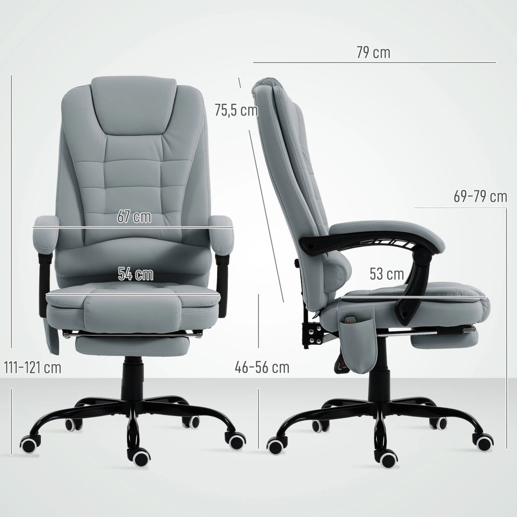 Sedia da ufficio massaggiante ¨C zephmum ¨C regolabile reclinabile grigio