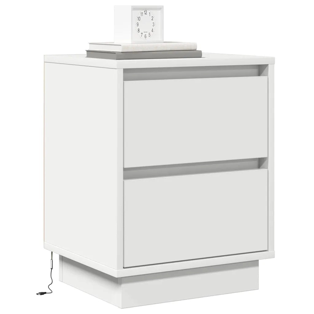 Comodino | Armadio da Notte | Mobiletto da notte Bianco 39 x 34,5 x 50 cm Legno multistrato