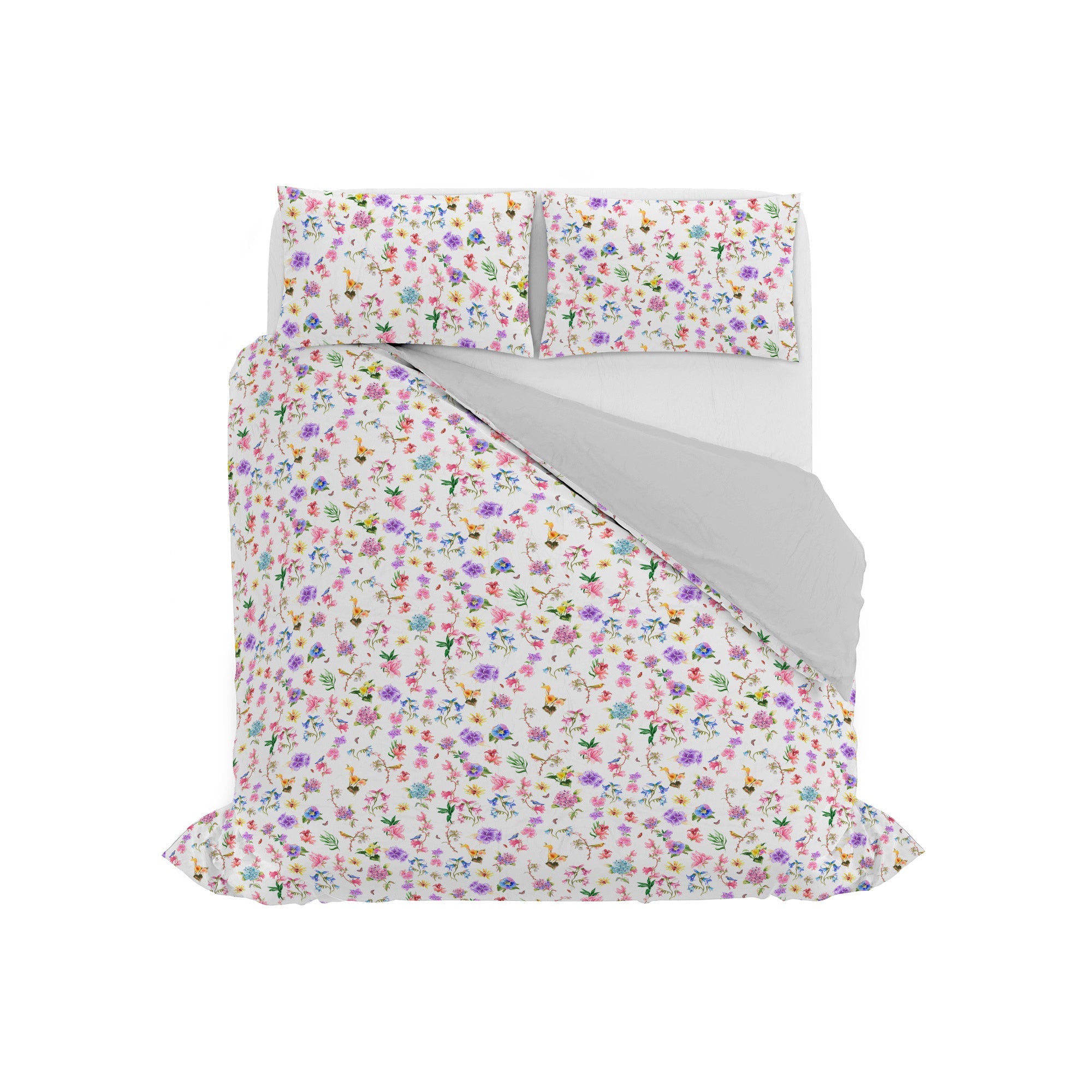 Copripiumino Matrimoniale con Federe Stampato in Puro Cotone Gaia