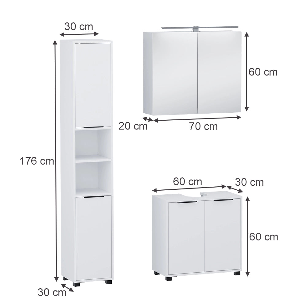 Vicco Set di mobili da bagno Bianco 3 parti
