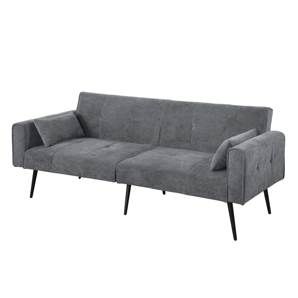 Divano letto 175x71 cm in tessuto grigio， schienale regolabile