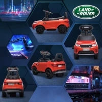 Macchina per Bambini con Licenza Land Rover 6V, Funzionamento Elettrico e a Spinta, Velocità 3km/h, Rosso