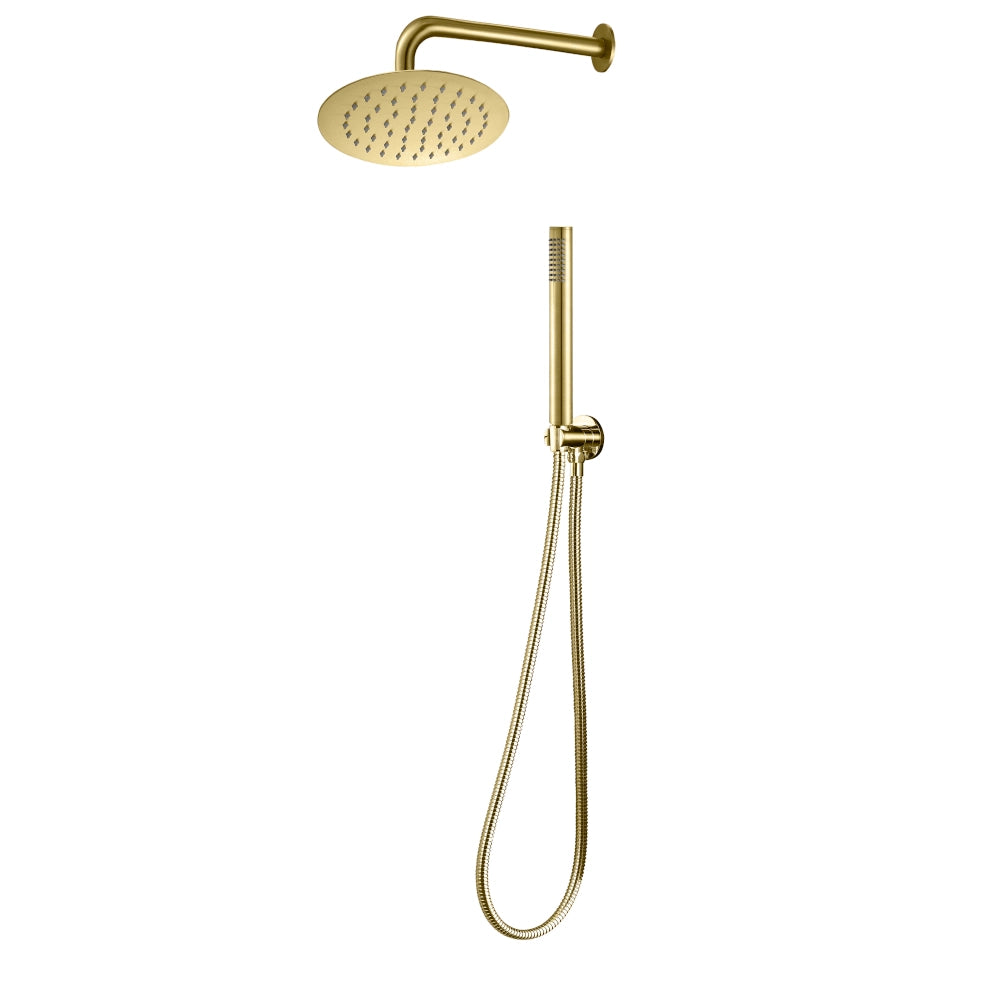 Set per doccia soffione tondo in acciaio inox 250 millimetri oro satinato *** finitura- oro matt satinato, confezione 1