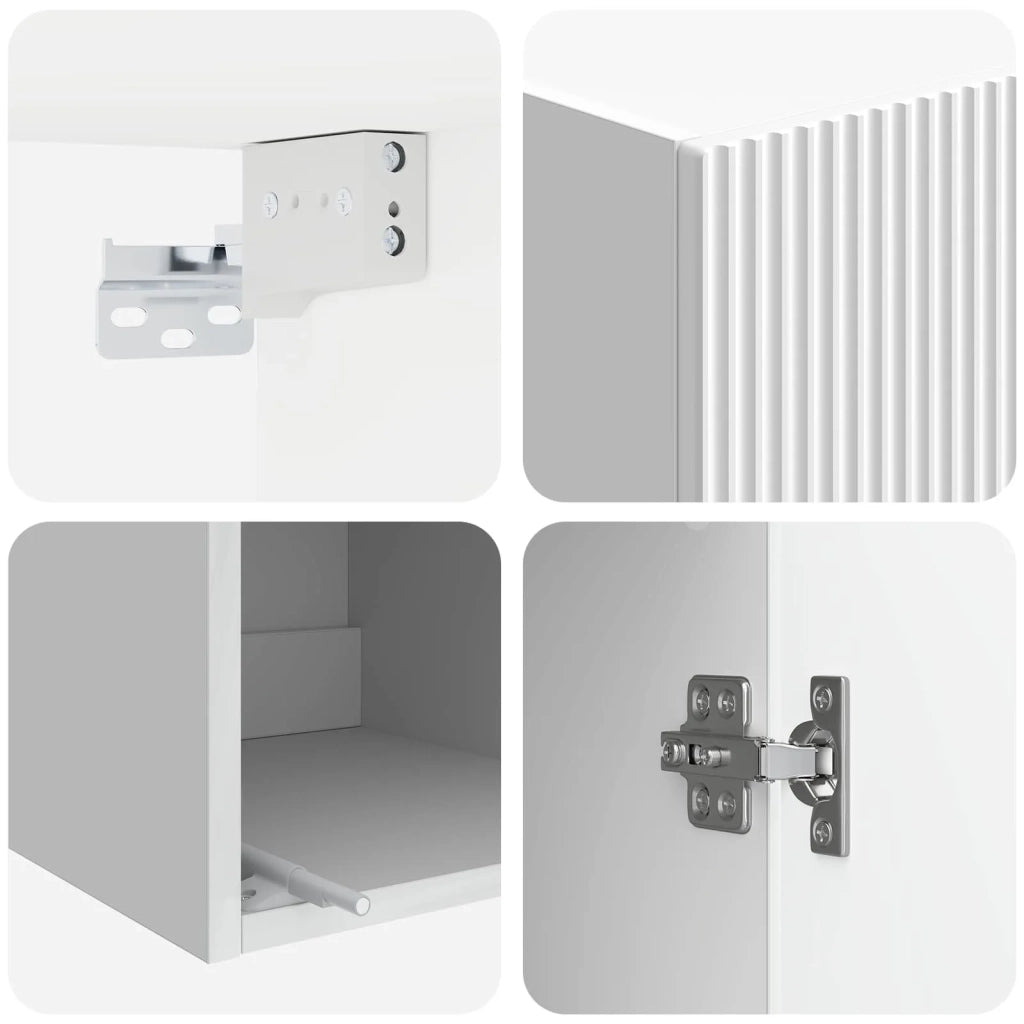 Mobiletto a muro Bianco Lucido 33 x 34,5 x 90 cm