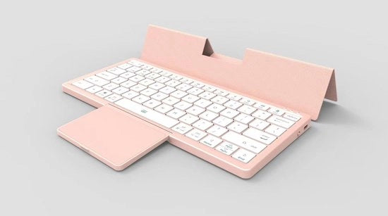 Tastiera portatile Bluetooth per tablet, telefono e computer con touchpad nascosto in pelle PU (rosa).