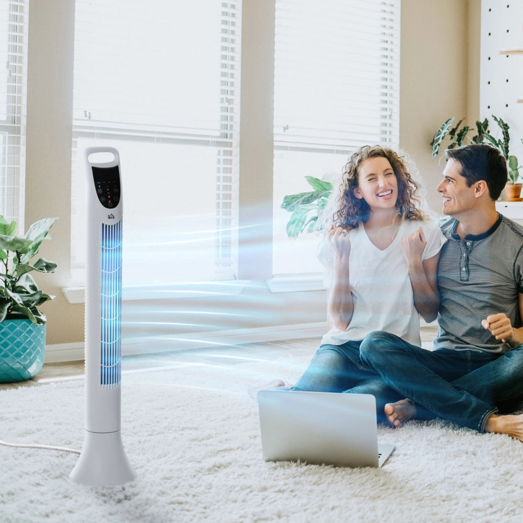 Ventilatore a colonna oscillante silenzioso con telecomando ¨C zephmum ¨C Bianco 40W 91.5cm