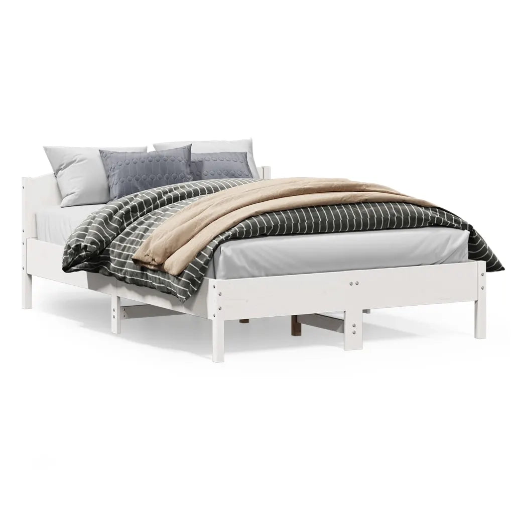Letto senza Materasso Bianco 120x200 cm Legno Massello di Pino 842599