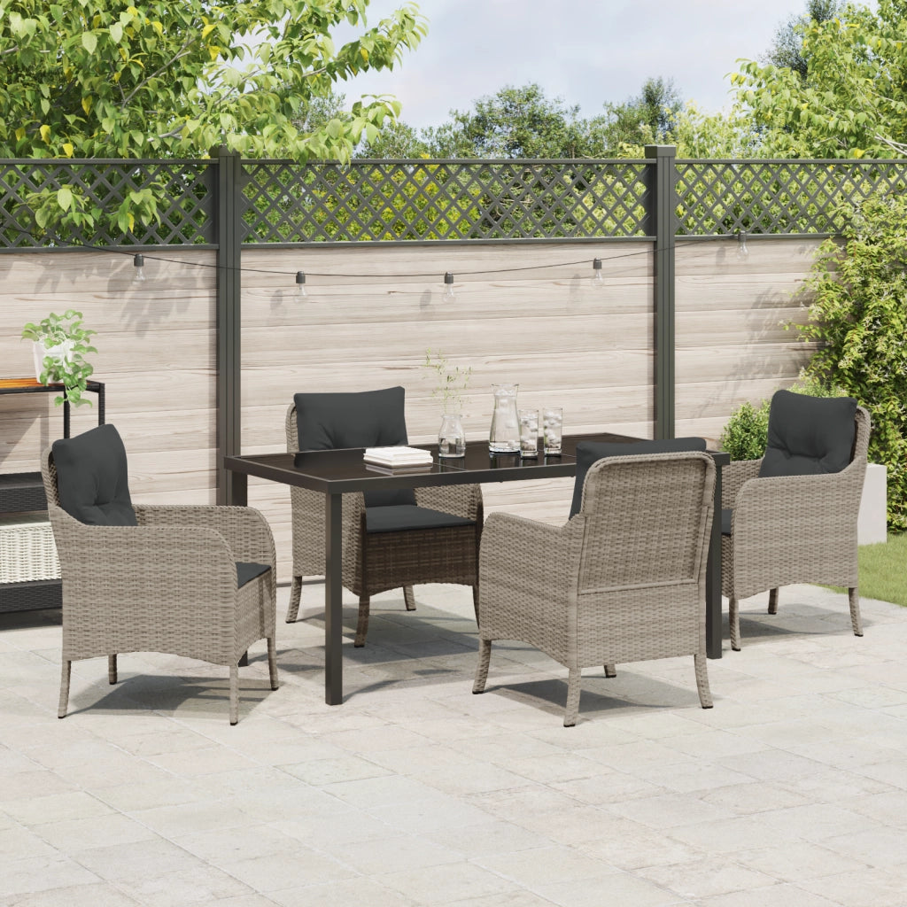 Set di Pranzo da Giardino vitaXL con Cuscini Grigio Chiaro Rattan PE