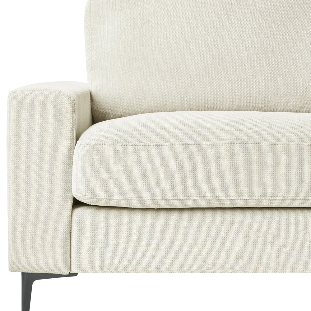 Divano angolare a sinistra  in tessuto di ciniglia bianco sporco Poliestere Metallo Gambe nere 190 x 272 x 83 cm Schienale imbottito e rifinito 3 posti a L Soggiorno in stile moderno