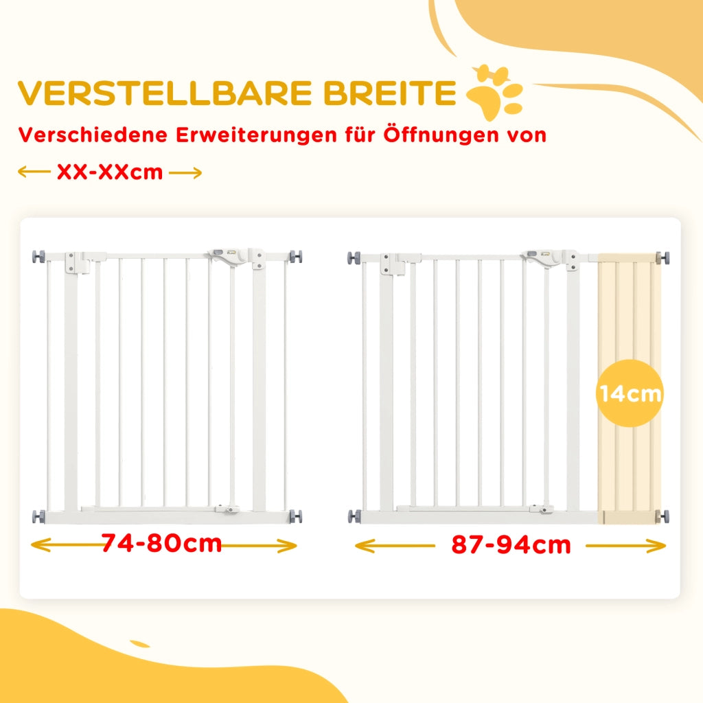 Cancelletto di Sicurezza per Cani ¨C Xylo ¨C Metallo e Plastica, 74-94 cm, Bianco