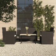 Set Salotto da Esterno 4 pz con Cuscini in Polyrattan Nero 319194