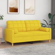Divano a 2 Posti con Cuscini-Sofa 2 Posti con Cuscini Giallo Chiaro 140 cm in Tessuto 875472