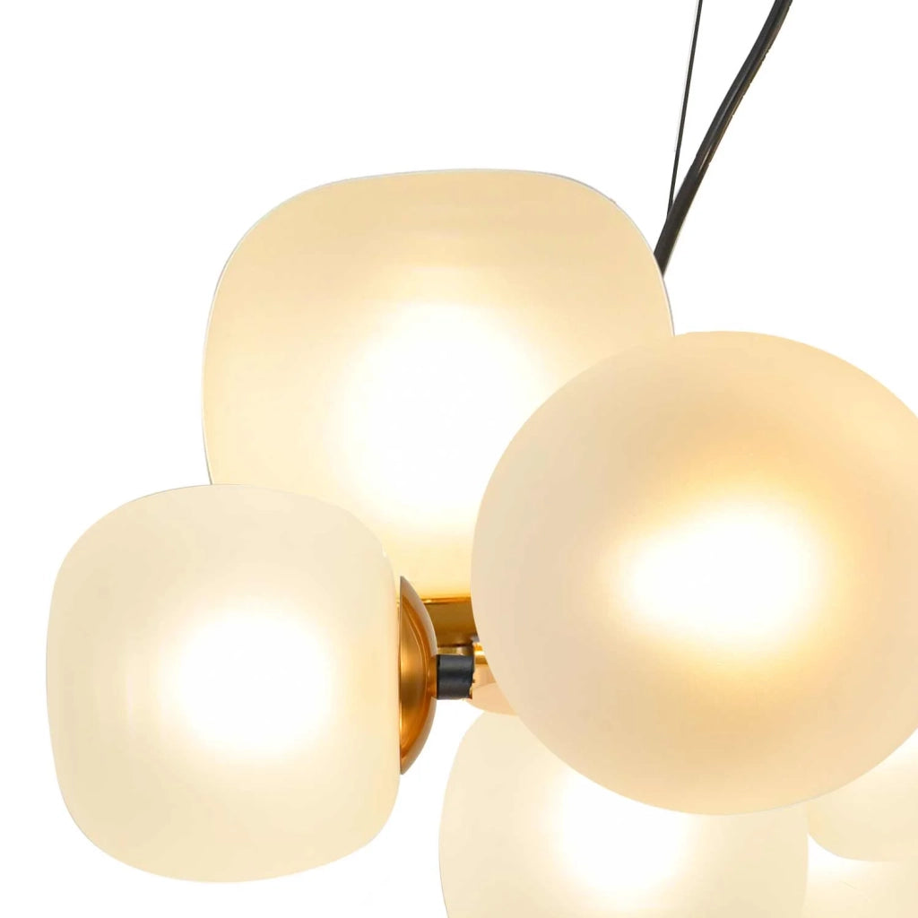 LÚZETE - LAMPADA DA SOFFITTO 11 LUCI FERRO NERO CON PARALUME BIANCO NICOLETTA