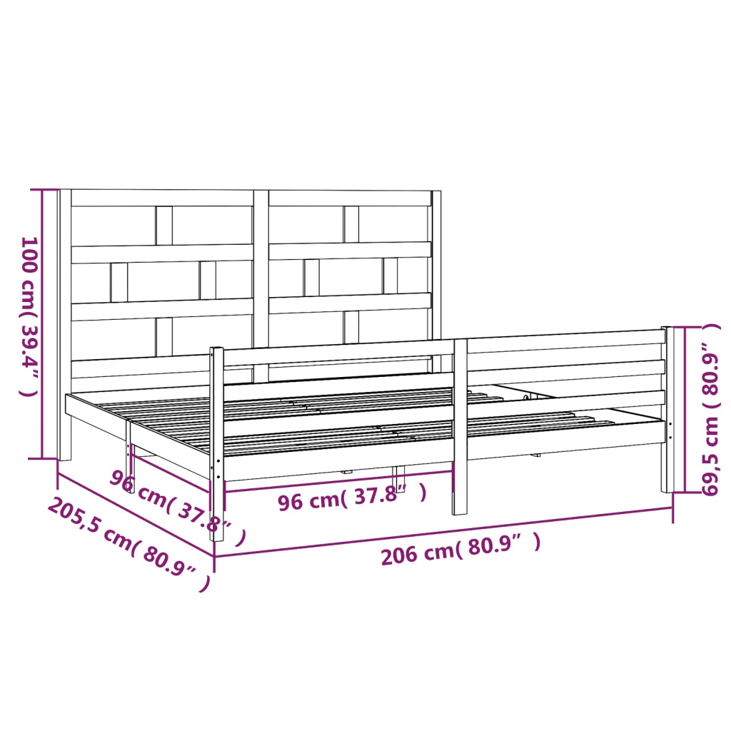 Giroletto-Struttura Letto in Legno Massello di Pino 200x200 cm 346934