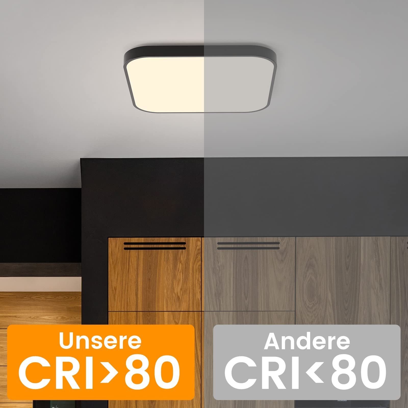ZMH Lampada da soffitto plafoniera LED quadrata piatta 27cm 19W per camera letto corridoio