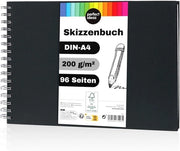Taccuino A4 - Blocchi di disegno professionale - 96 pagine - Nero - Copertina rigida