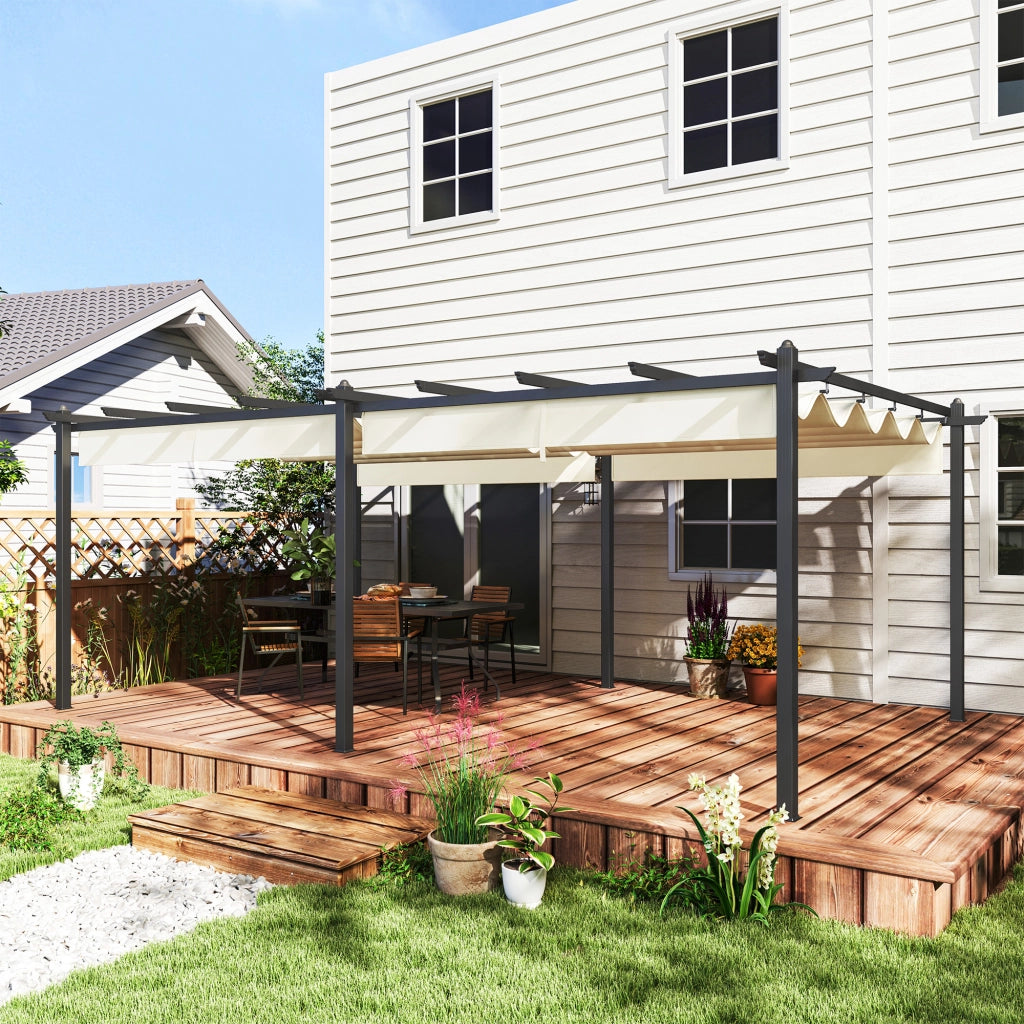 Pergola retrattile da giardino 3,5x6m ¨C Xylo ¨C Alluminio e poliestere beige