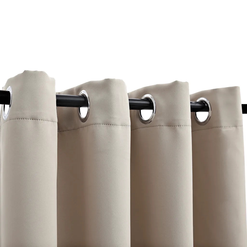 Tende Oscuranti | Tende Blackout con Anelli in Metallo 2 pz Beige 140x175 cm