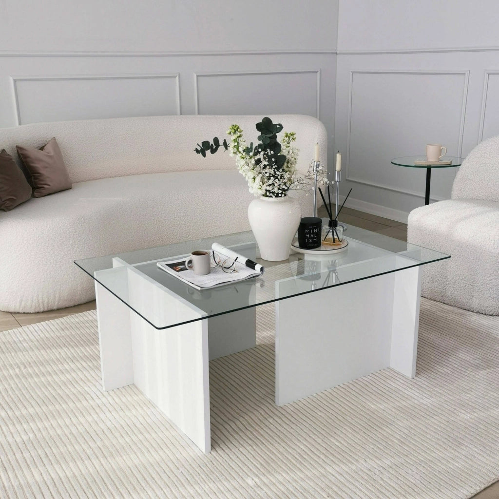 Teti, Tavolino da Salotto Portariviste, 105x65x40h cm Bianco