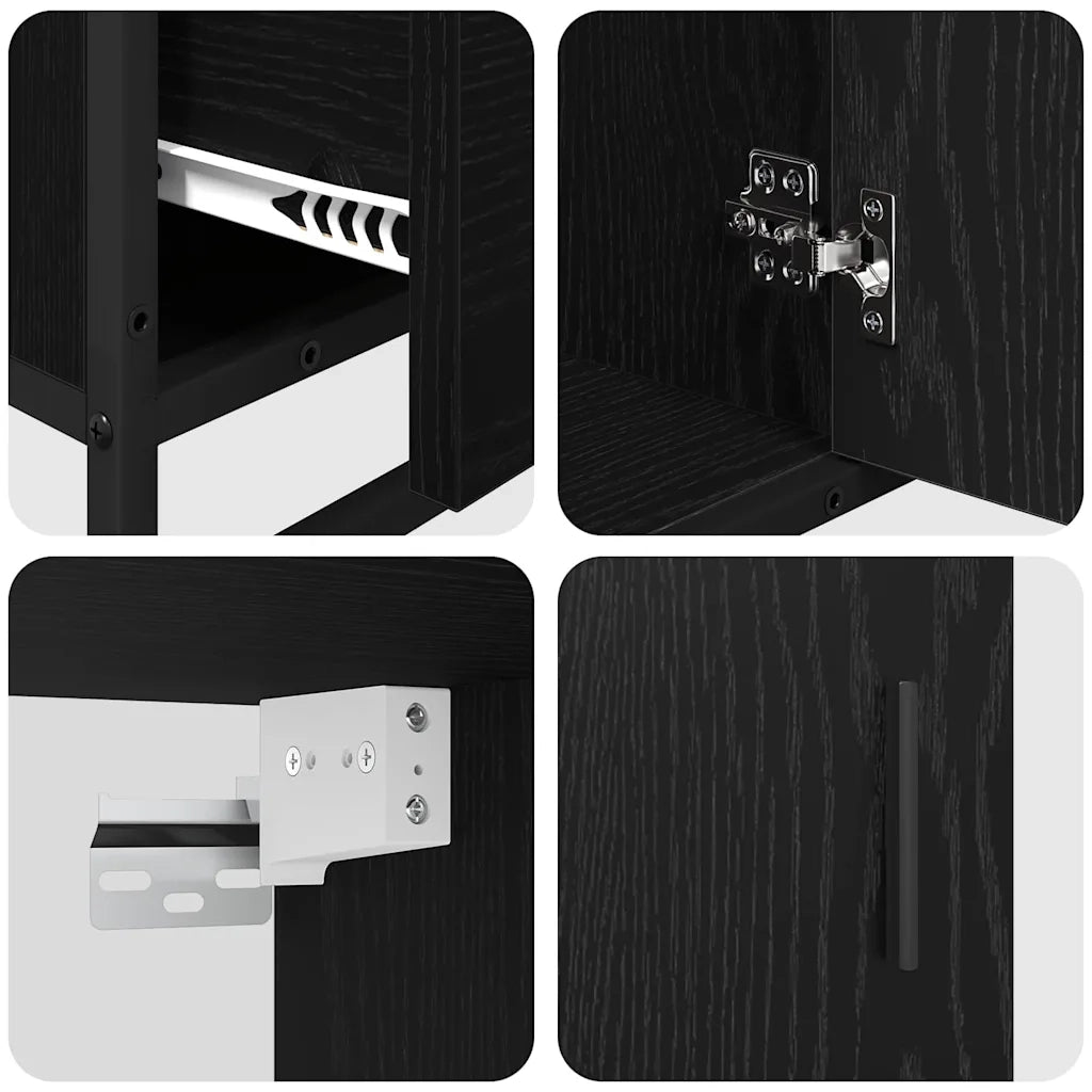 Set di mobili per il bagno 3 pcs Rovere Nero Legno multistrato 3402473