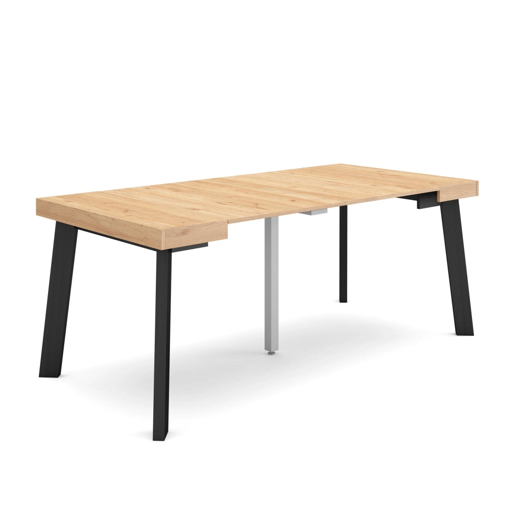 Consolle allungabile, 180x90x73cm, Per 8 persone, Gambe in legno, colore Rovere RF3000