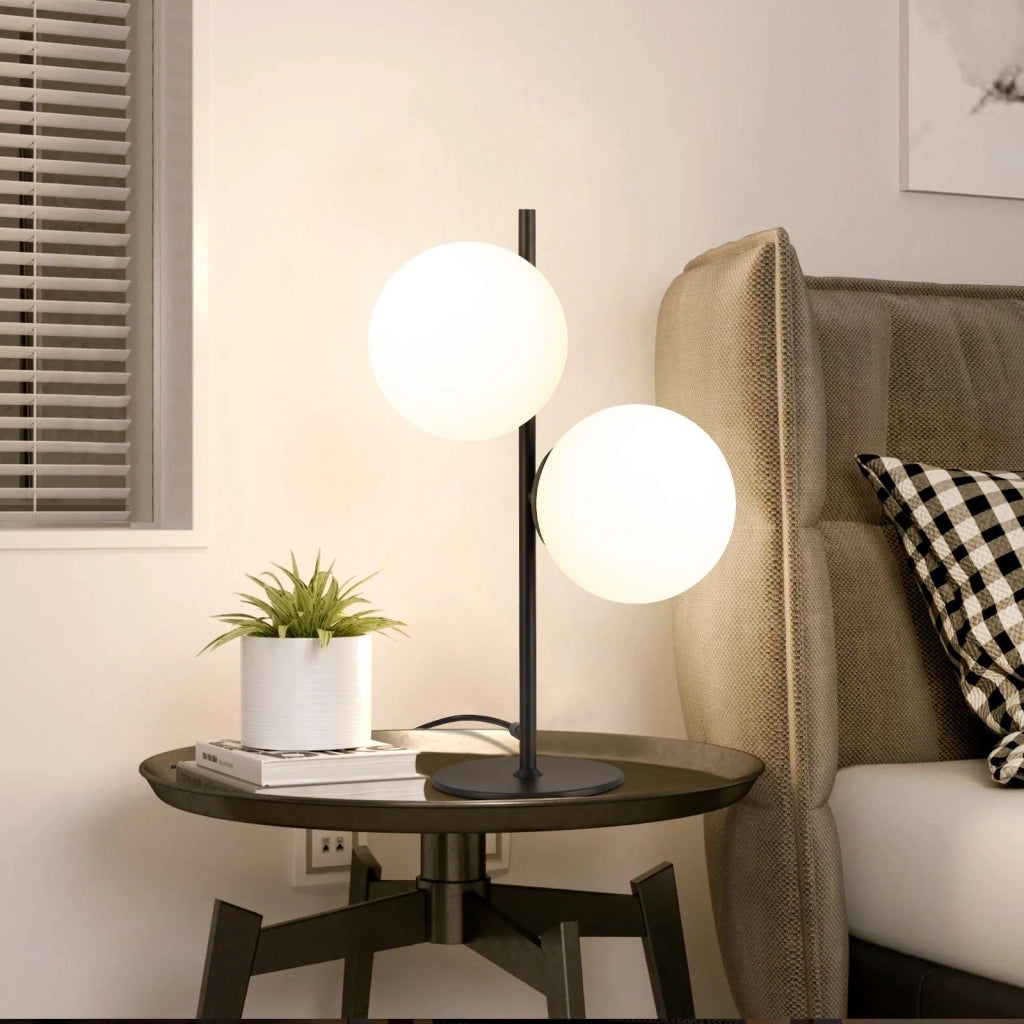 ZMH Lampada da tavolo nera vintage metallo vetro moderno E27 per soggiorno comodino