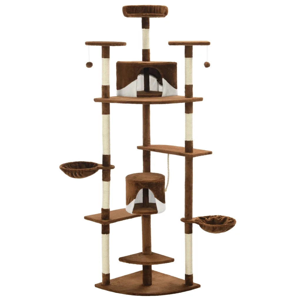 Albero per Gatti e Tiragraffi in Sisal 203 cm Marrone e Bianco CFW5029626