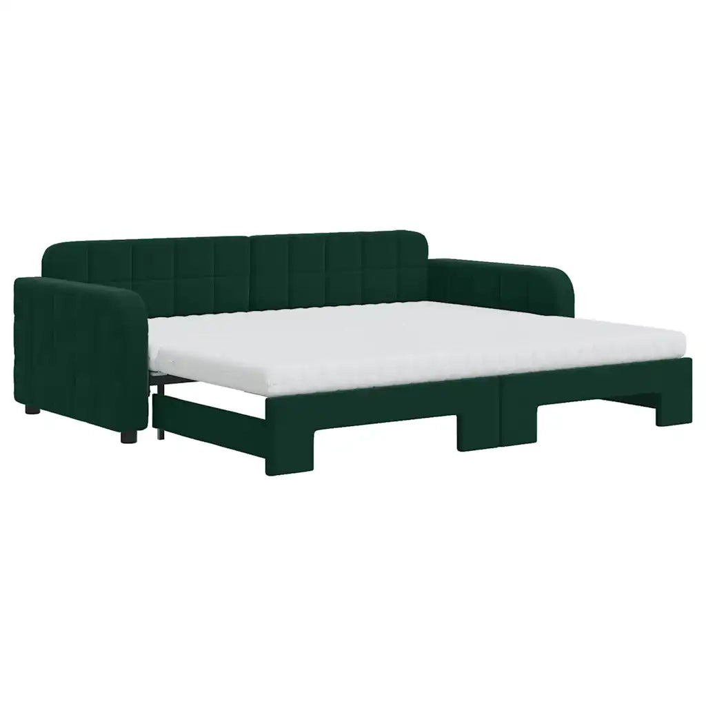 Divano Letto Estraibile Materassi Verde Scuro 90x200 Velluto