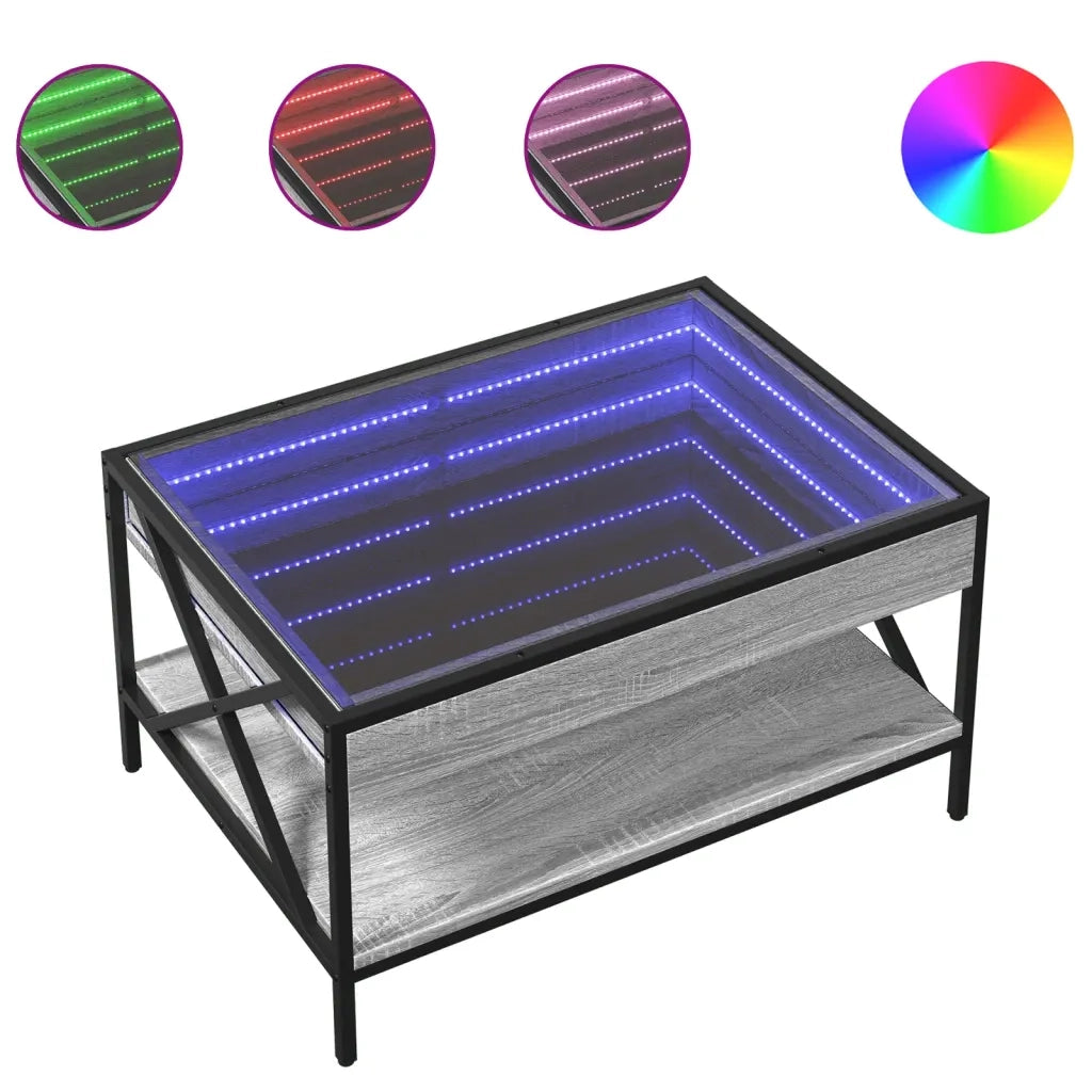 Tavolino da salotto | Tavolino da caff¨¨ | Tavolino da Soggiorno con LED Infinity Grigio Sonoma 70x50x38 cm
