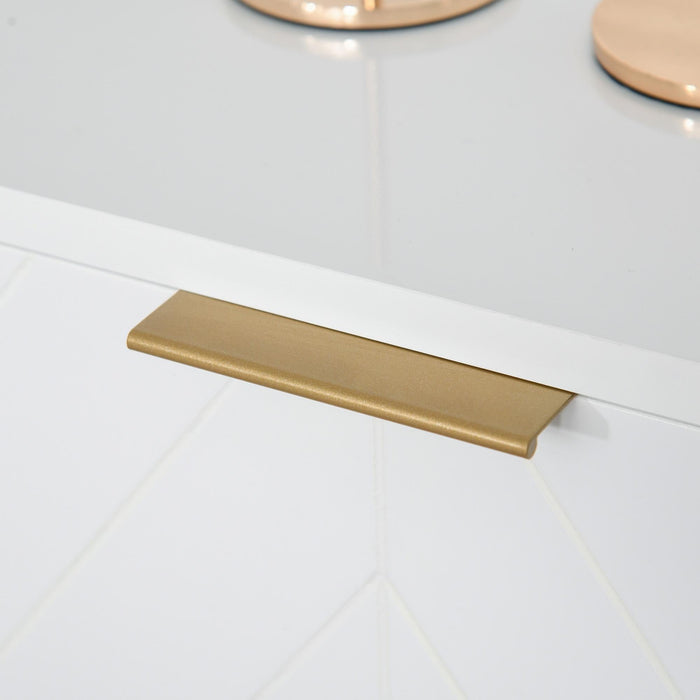 Mobile Credenza 3 Cassetti 2 Ante 120x40x76 cm in MDF e Metallo Bianco