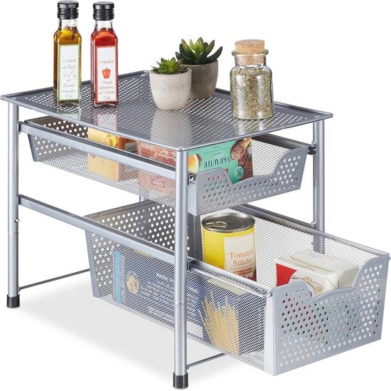 Organizzatore da cucina stivabile con 2 cassetti scorrevoli - Spazio di archiviazione ideale per cucina e bagno
