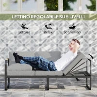 Set da Esterno 3 Pezzi con Divano 3 Posti Convertibile, Divano 2 Posti e Tavolino da Esterno, Grigio e Nero