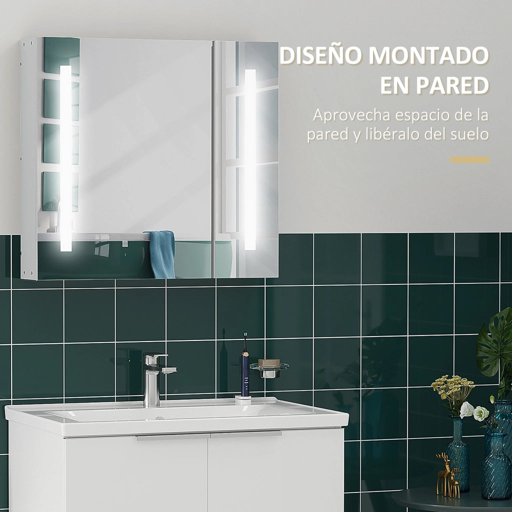 Specchio con Luce LED per Bagno ¨C zephmum ¨C Bianco 70x15x65cm