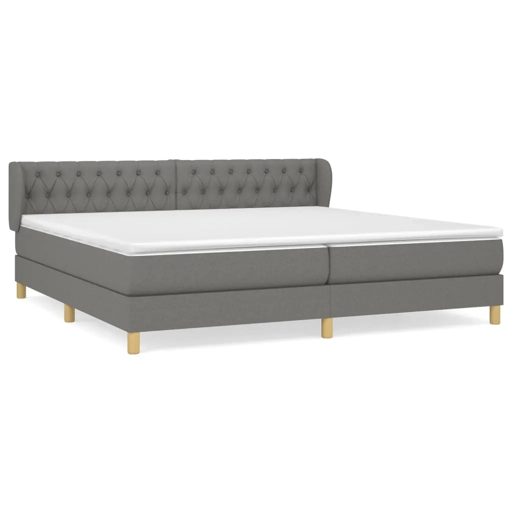 Giroletto a Molle con Materasso Grigio Scuro 200x200 cm Tessuto 3127070
