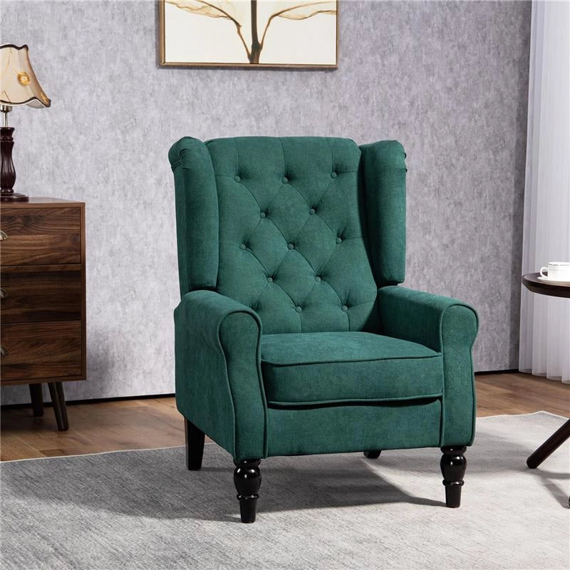 POLTRONA PER SALOTTO IN STILE FRANCESE CON SEDUTA IMBOTTITA E CUSCINI, IN POLIESTERE, 74X86X102 CM, VERDE SCURO