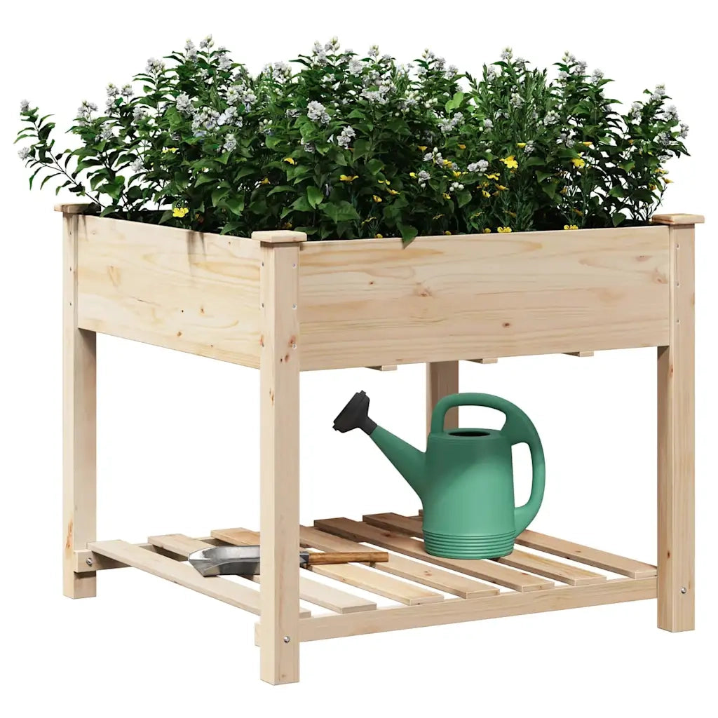 Fioriere | Cassetta per fiori | Vaso da giardino con lo scaffale Beige 90 x 90 x 76,5 cm