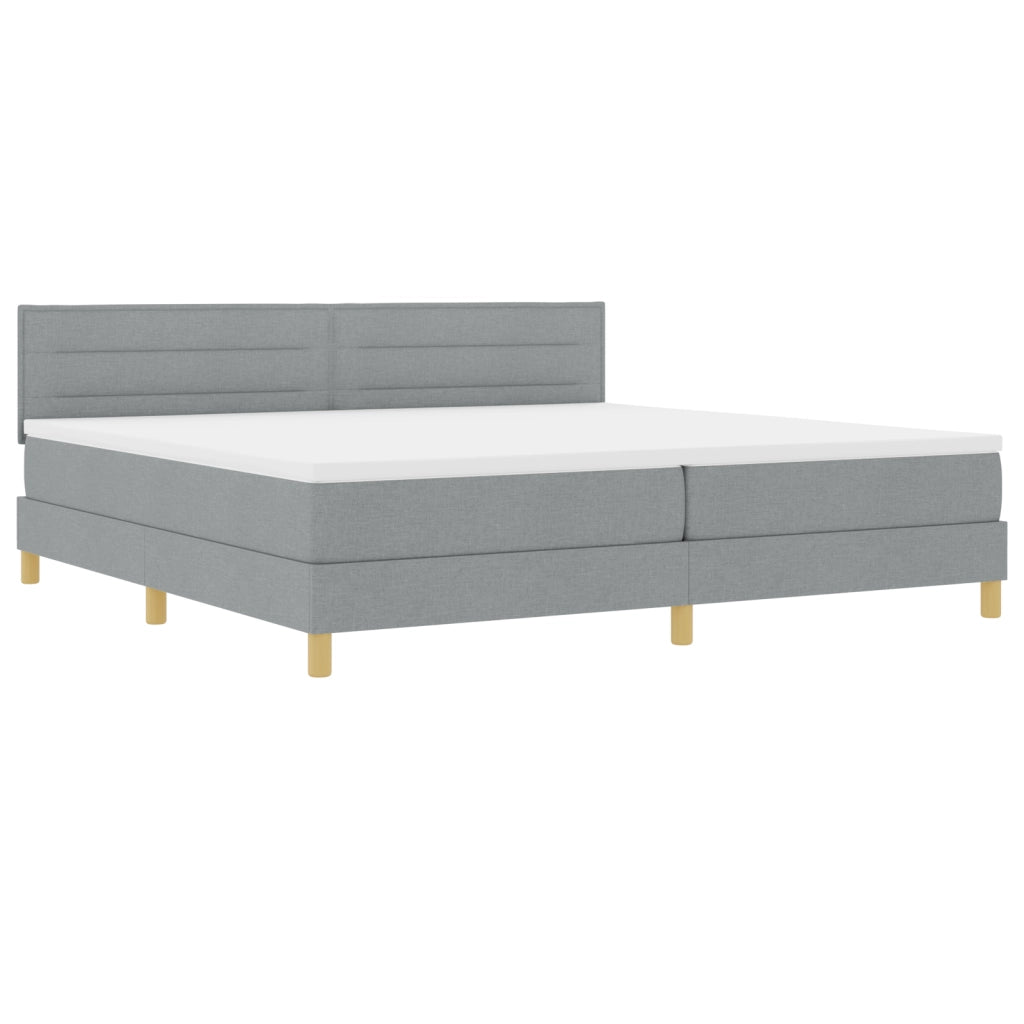 Letto Box Spring con Materasso & Luce LED Grigio Chiaro 200x200 cm Tessuto