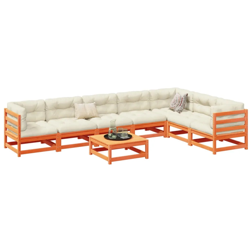 Set Divani Giardino 8 pz con Cuscini Marrone Cera Massello Pino 3299479