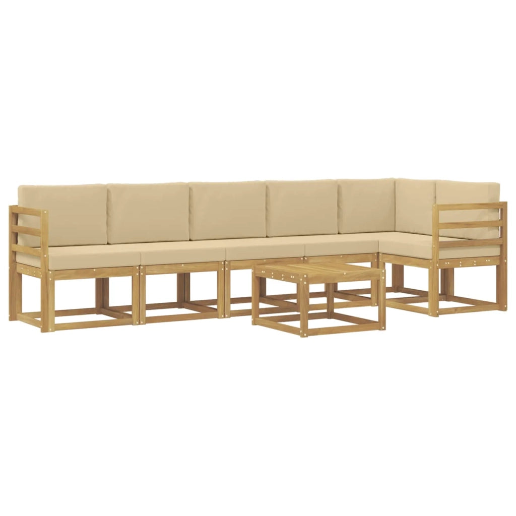 Set di divani da esterno 7 pcs Bianco e Beige Poliestere 3387722