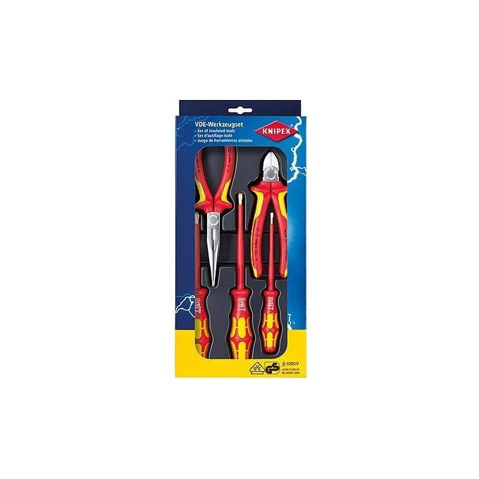 KNIPEX 00 20 13 Assortimento di utensili VDE 5 pezzi con pinze cromate e giraviti WERA 1000V colore Nero